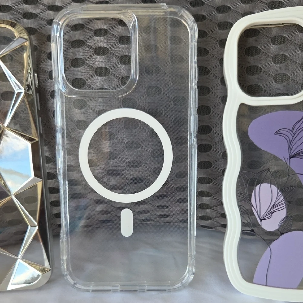 Stylish Clear and Purple Floral Phone Case Set